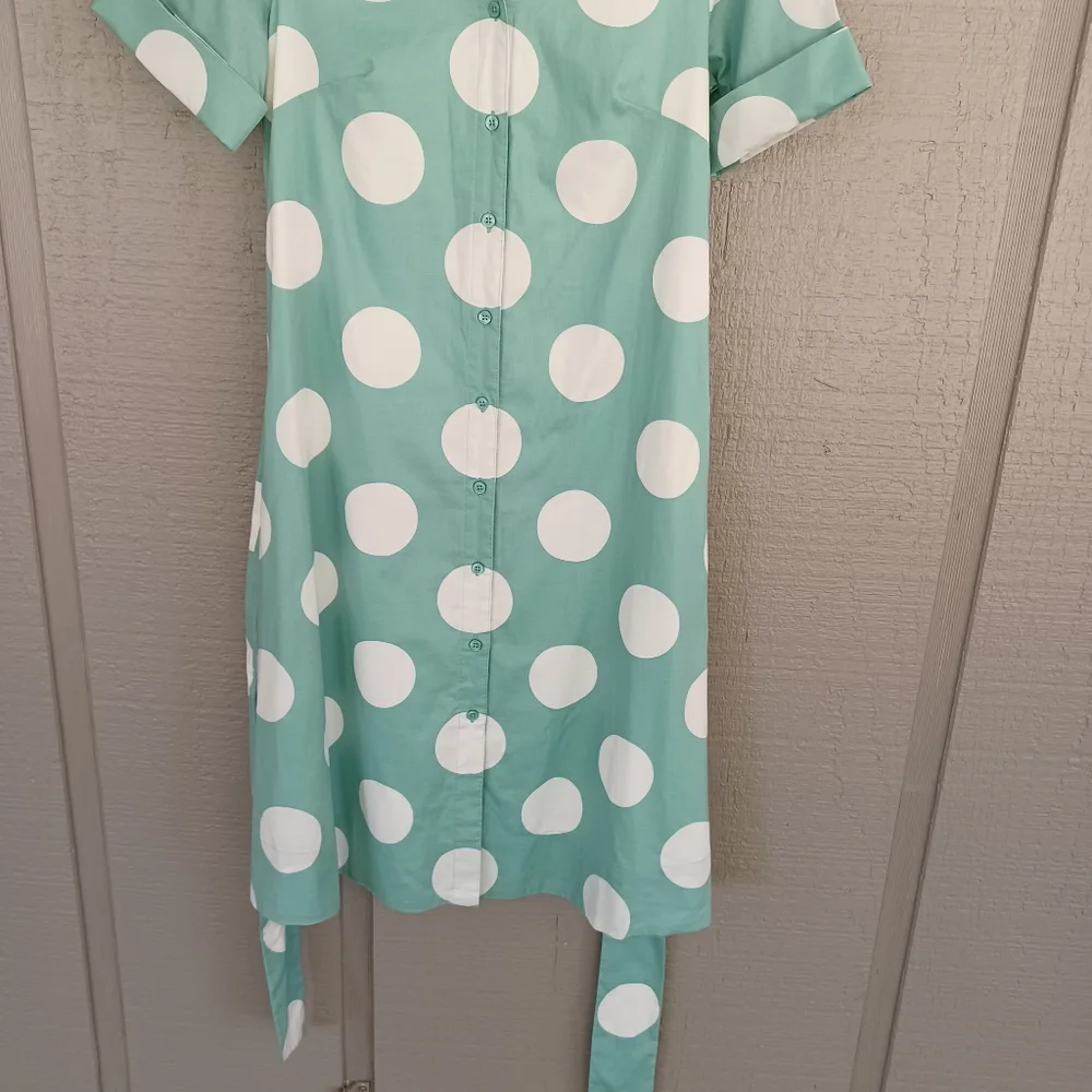 Kate Spade Grand Dot Midi Shirtdress Size XS Women Preppy Pockets Cotton Blend
